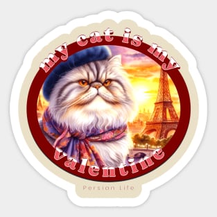 My French Valentine Cat Persian Life 13P Sticker